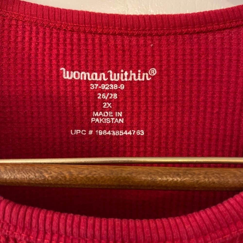 Woman Within Ribbed Thermal Red Top - Picture 4 of 4